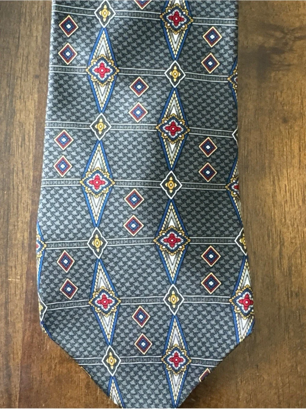 Wembley Gray Blue Tie Lot of 3 Vintage Paisley Floral Poly or Silk Made in USA